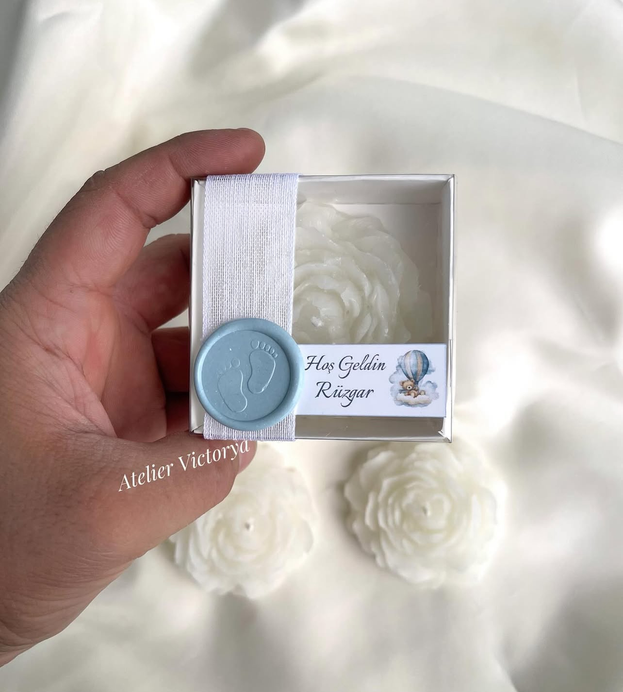 Mühürlü Şakayık Gül Mum