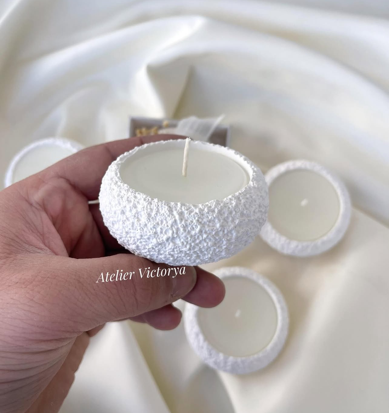 Mühürlü Taş Desen Beton Mum