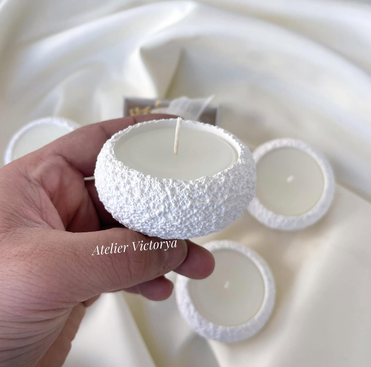 Mühürlü Taş Desen Beton Mum
