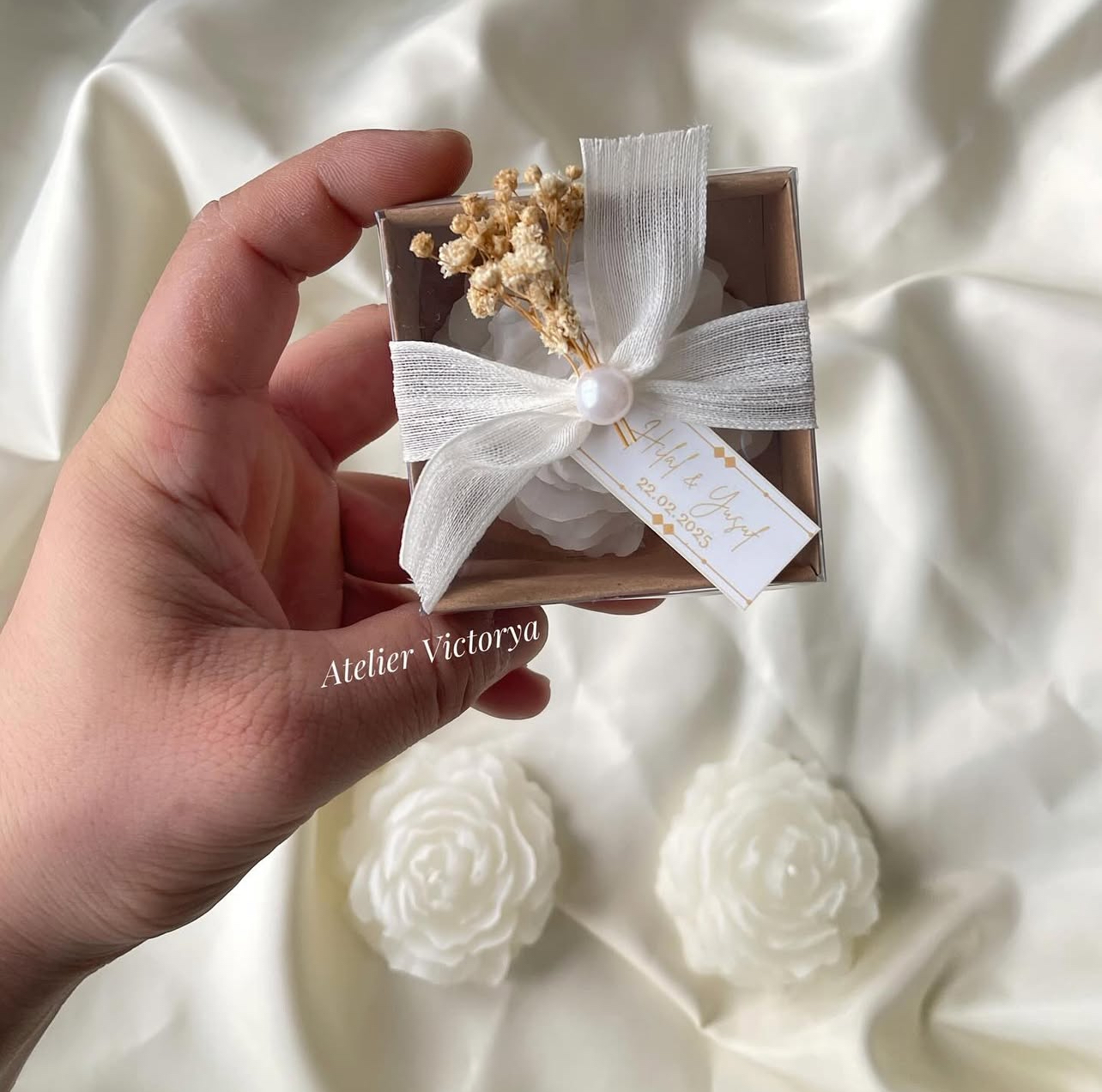 Kraft Kutulu Şakayık Gül Mum