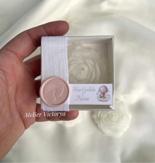 Mühürlü Şakayık Gül Mum