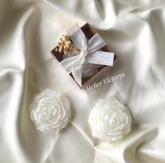 Kraft Kutulu Şakayık Gül Mum